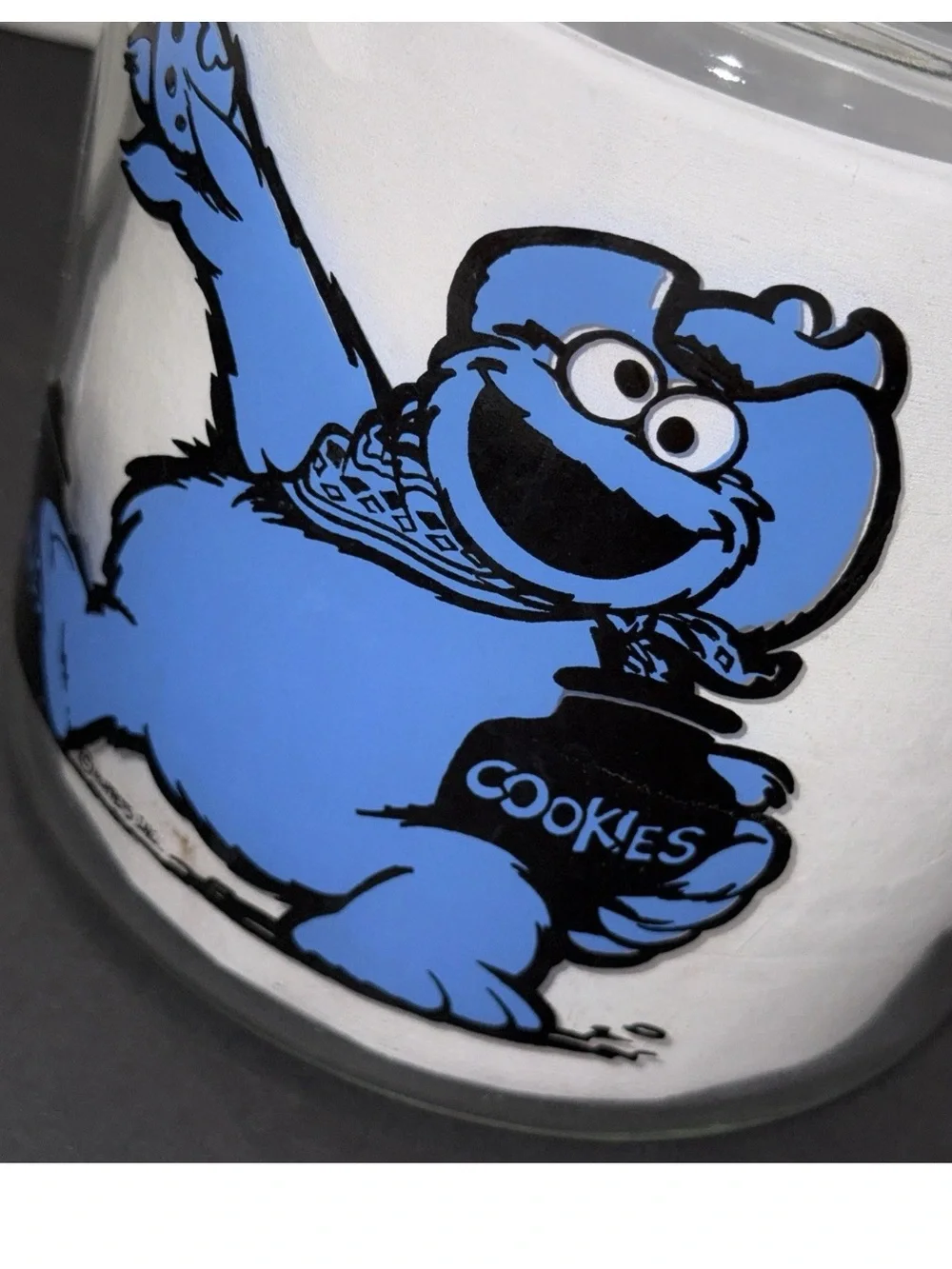 Cookie Monster Jar Glass Large Great Cookie Thief VTG Sesame Street Muppets